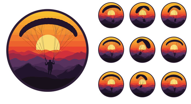 Paragliding adventure logo badge set