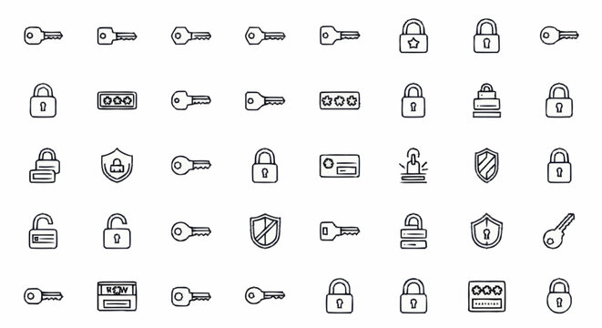 Collection of Security Icons for Digital Protection and Access Control.