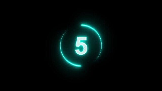 10 seconds countdown timer animation, 10-0 counting down seconds neon number Motion Graphic 4k animation video.