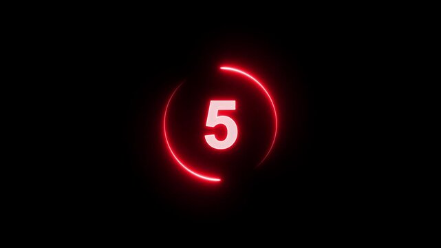 10 seconds countdown timer animation, 10-0 counting down seconds neon number Motion Graphic 4k animation video.
