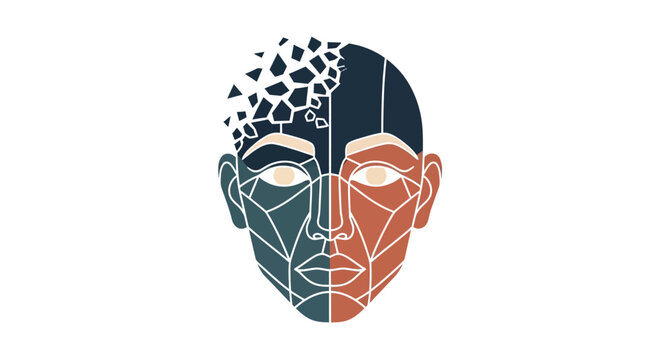 Split face with polygonal patterns.
