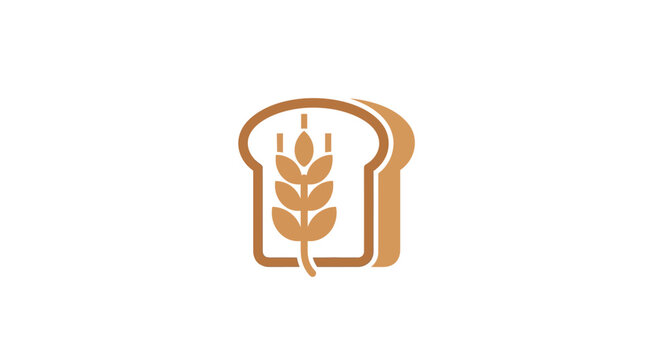 Minimalist bread slice icon with wheat, perfect for bakery, food or agriculture branding