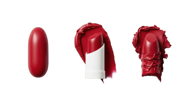 red lipstick smear on white background