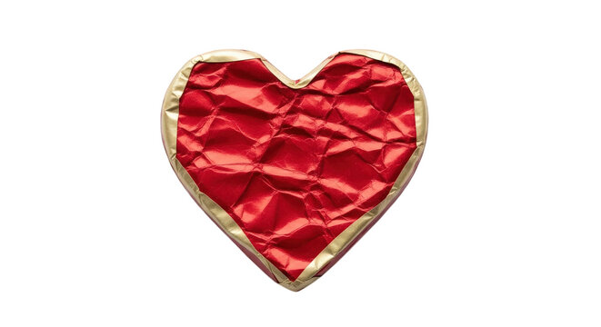 a red heart shaped object with a gold border