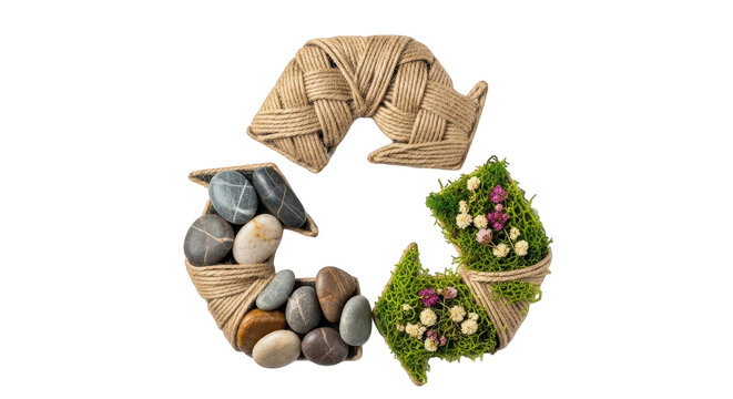 recycling symbol made of natural materials