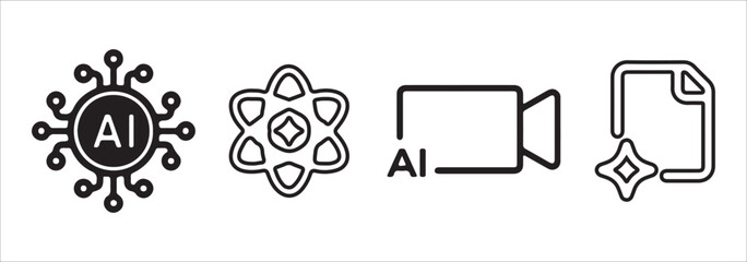 Generative AI logo icon magic sparkle stars symbol , Artificial intelligence sign. Vector ai generated icon blue logo © Hike studio 8