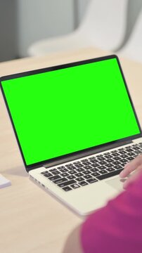 Close up of African Man Using Laptop with Green Screen, Vertical Video