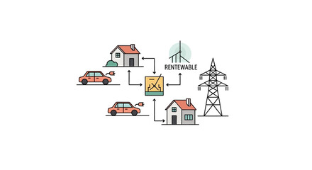 Naklejka premium Renewable Energy System For Homes.