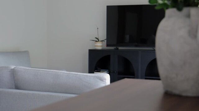 Senior Hispanic woman giving a judging look to the camera in her living room