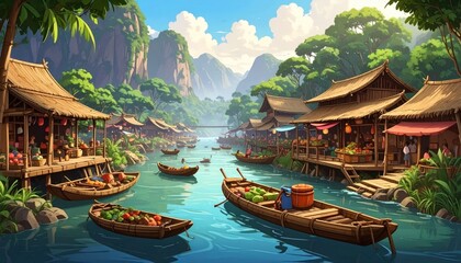 Obraz premium Asian village