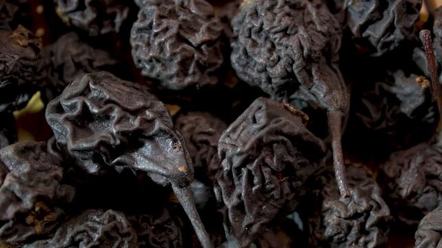 Pyrus communis: Tracking Shot of Whole Dried Fruits