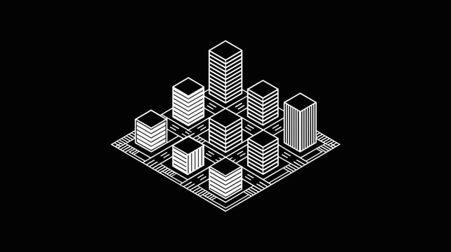 Geometric isometric urban grid vector mark - for smart infrastructure illustration