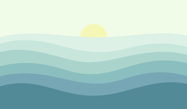 Soft pastel ocean waves background design for summer holiday vector illustration