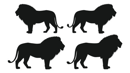 Four black silhouettes of majestic lions in different poses are displayed © MDMEHEDI