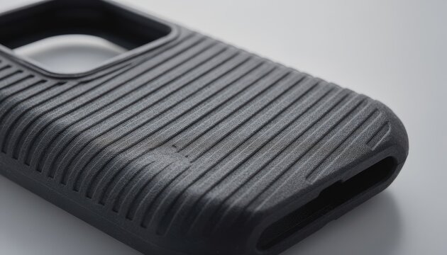 Detailed medium shot of ridgepatterned microtextured plastic surface featuring linear grooves that improve handling and add a sleek functional design element to tool enclosures.