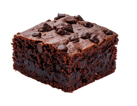 Fudge brownie delicious chocolate dessert square isolated PNG on transparent background, dark brown/small, bakery menu graphic for pastry shops and recipe websites
