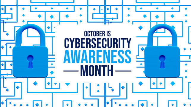 October is cybersecurity awareness month with lock icons pattern secure data protection concept clean modern 3d illustration background design