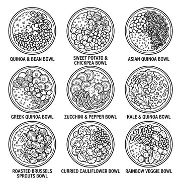 Delicious and Nutritious Vegetarian Bowls with Fresh Ingredients.