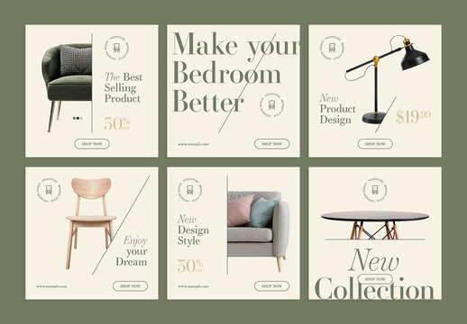 Furniture Sale Minimal Social Media Post Layout Set