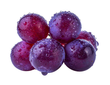 Fresh purple grape cluster isolated PNG, ripe bunch of grapes on transparent background for food and beverage design