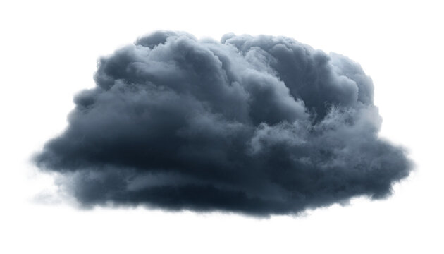 Cumulus cloud realistic dark storm cloud isolated PNG on transparent background, charcoal grey/large, weather compositing for matte painters and educational graphics