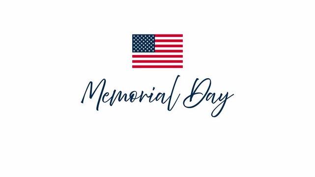 Memorial Day greeting animation with USA flag and Remember and Honor text on white background.