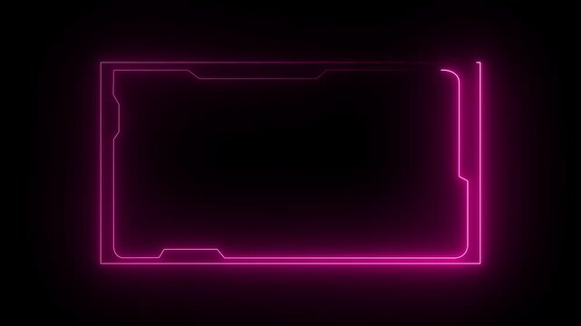 pink colour neon HUD, futuristic motion graphics element on black background .graphics arounds the edges for use in movies games and animation..