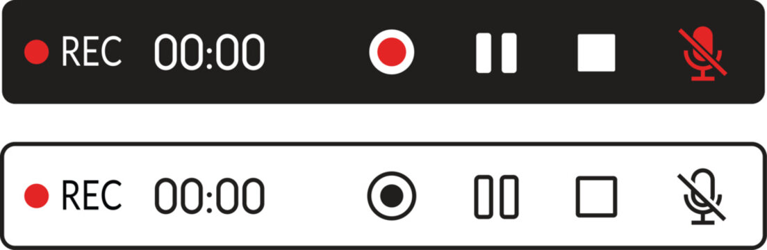Video recording control panel with pause and stop buttons