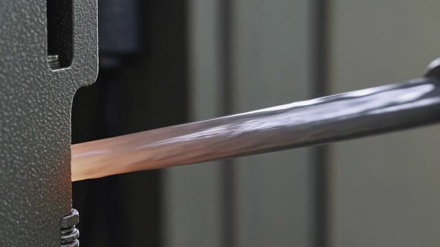 Hot Metal Pressing Process Overview. Closeup Of Heated Metal Being Shaped Industrially. Industrial Process Involving Heating And Pressing Metal To Achieve Specific Shapes And Designs
