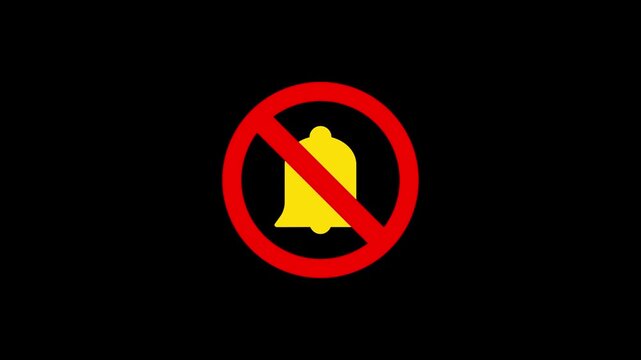 No Notification Bell Mute Icon, Disable Alerts & Silent Mode Symbol, High-Quality Design Animation. white background. 4k video