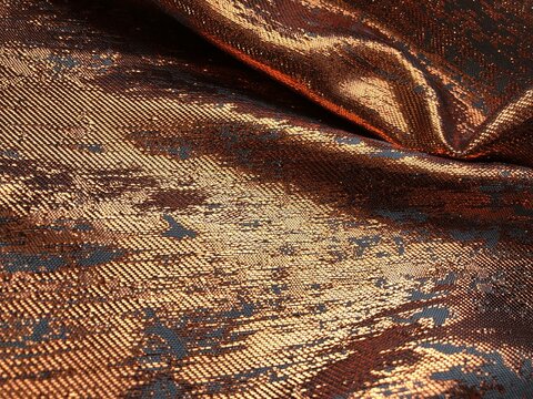 Luxury copper, bronze, red gold metallic fabric texture elegant draped folds shimmer, distressed foil effect