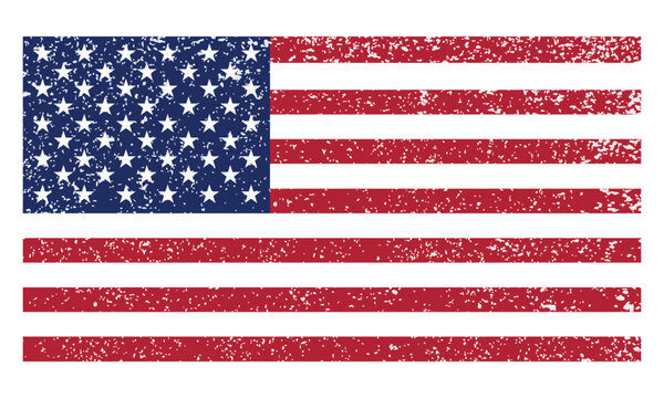 Vintage american flag with grunge texture on for independence day