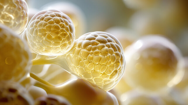fat cells macro with soft lighting and smooth organic textures photography