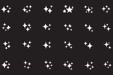 Fototapeta premium Sparkle shine star icons collection. Set of black stars icon. Stars sparkle icons for decoration design