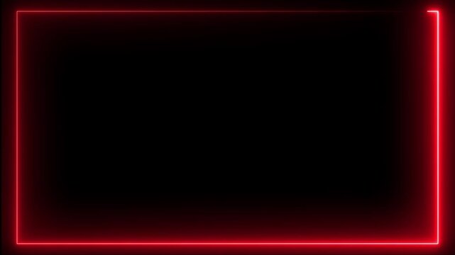 Glowing neon frame background. Glowing neon rectangle border frame, Neon line glowing square frame on black background.rectangle picture frame concept. 4k video