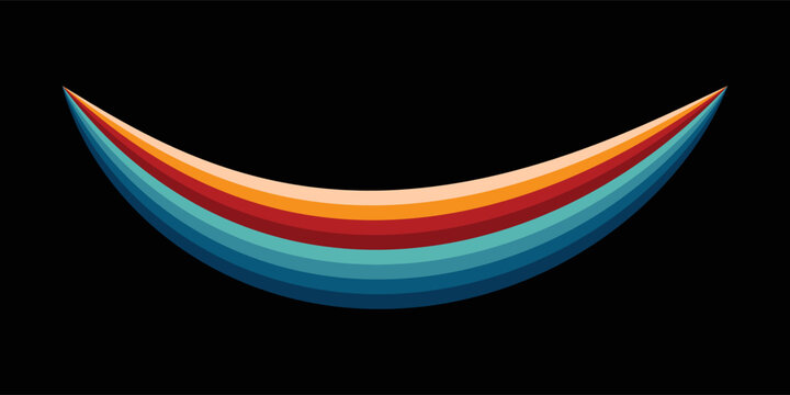 Abstract colorful 70s background vector. Vintage retro style wallpaper with lines, rainbow wavy stripes. 1970 color illustration design suitable for poster, banner, decorative, wall art.