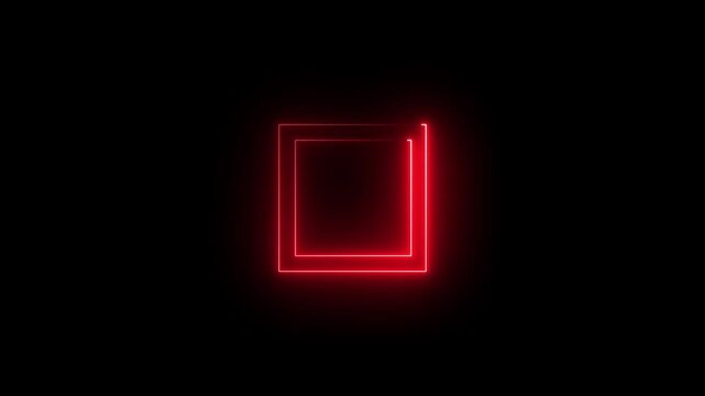 Glowing neon frame background. Glowing neon rectangle border frame, Neon line glowing square frame on black background.rectangle picture frame concept. 4k video