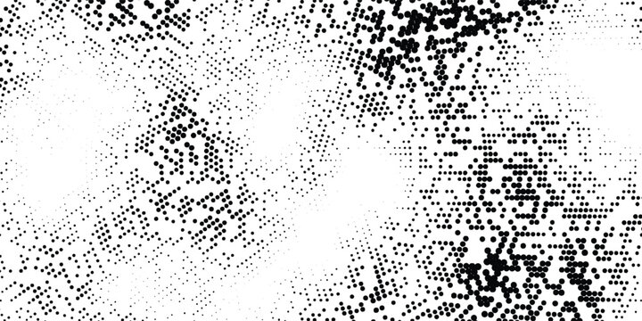 Abstract radial halftone pattern with bold black and white dots, layered concentric depth and contemporary op art style, creative background