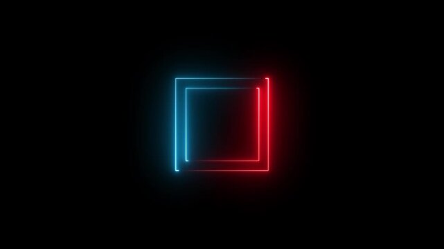 Glowing neon frame background. Glowing neon rectangle border frame, Neon line glowing square frame on black background.rectangle picture frame concept. 4k video