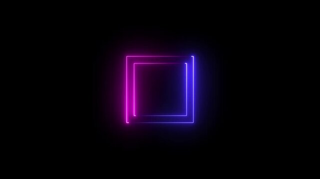 Glowing neon frame background. Glowing neon rectangle border frame, Neon line glowing square frame on black background.rectangle picture frame concept. 4k video