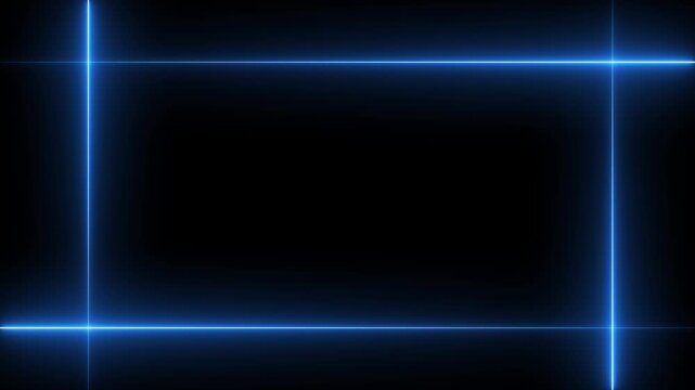 Glowing neon frame background. Glowing neon rectangle border frame, Neon line glowing square frame on black background.rectangle picture frame concept. 4k video