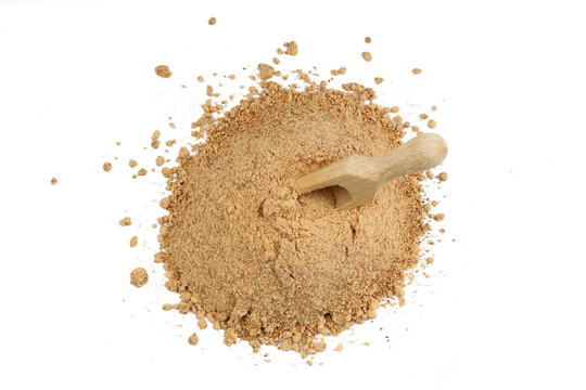 Pure Oleaster Seed Powder Pile on White Background Organic Superfood Texture for Natural Health