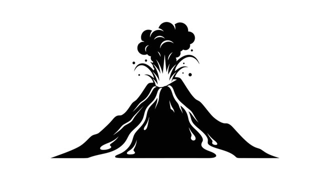 Volcano Eruption Silhouette Lava Smoke Explosion