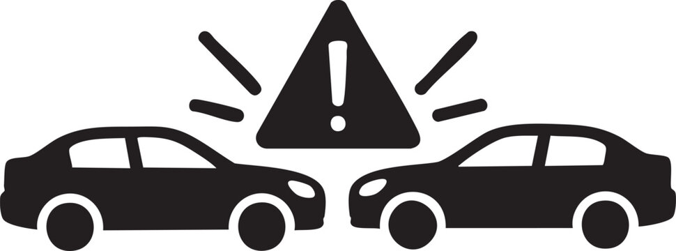 Car accident, crash, warning sign, vehicle collision, road safety