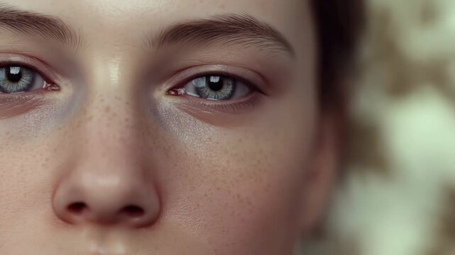 Cinematic Portrayal Of Freckled Student Revealing Inner Thoughts Through Expressive Eye Detail