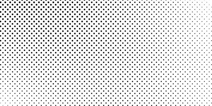 Hexagon halftone gradient texture. Abstract black grunge background. Geometric retro halftone tech overlay. Fading wavy hexagonal pattern backdrop. Vector vanishing honeycomb grunge bitmap wallpaper
