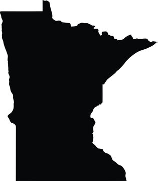 Black silhouette map of Minnesota state in vector graphic illustration