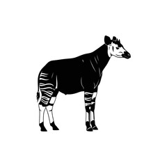Obraz premium Silhouette Illustration of an Okapi Facing Right