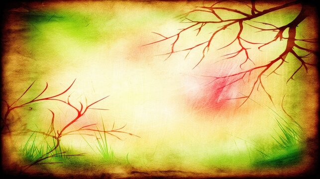 Abstract background with soft colors, branches, and textures