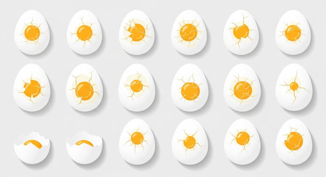 Collection of Hard Boiled Eggs Showing Different Stages of Doneness.